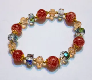 Pulsera de cuentas de cristal y piedra