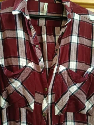 Camisa cuadros granate y blanca
