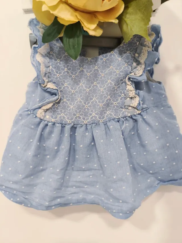 Vestido bebé niña azul con flores