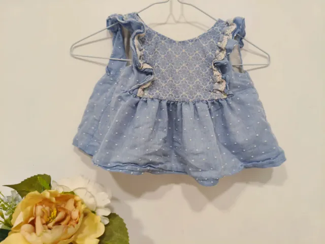 Vestido bebé niña azul con flores