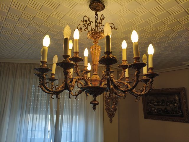 2 Lámparas Antiguas Cristal y Metal