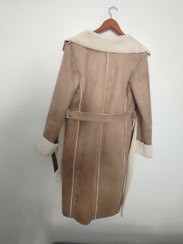 Abrigo largo antelina beige/marrón Talla S/M
