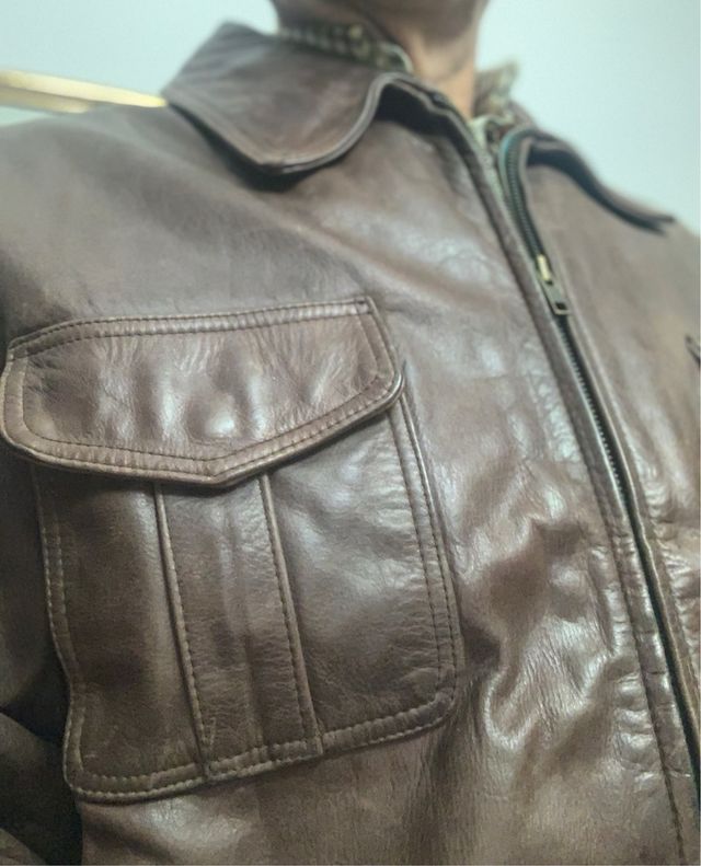 Cazadora Piel Marrón Talla L