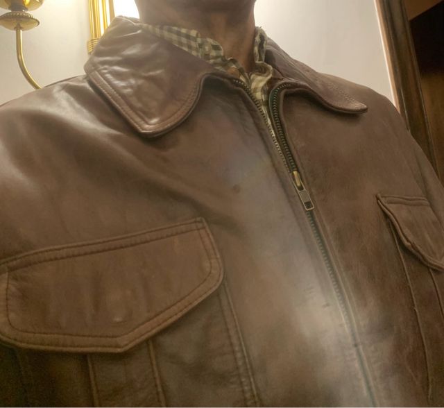 Cazadora Piel Marrón Talla L