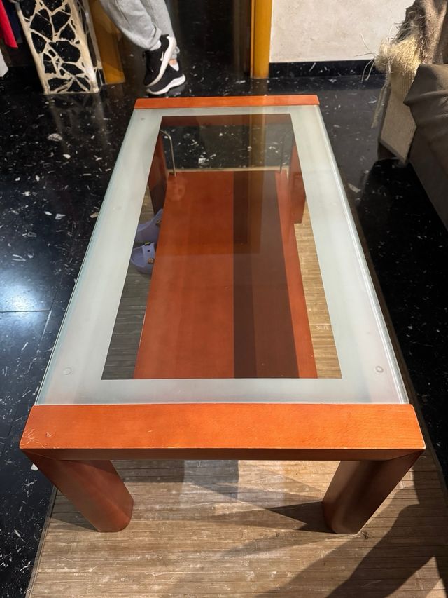 Mesa de centro madera y cristal