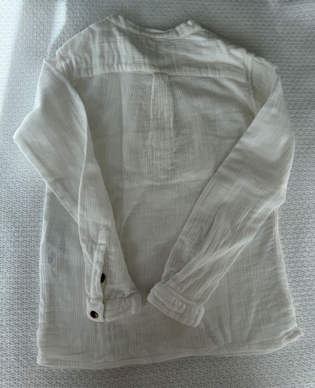 Camisa niño cuello mao blanca