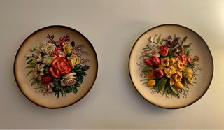 2 Platos Decorativos Florales Bossons