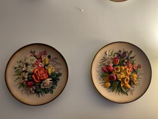 2 Platos Decorativos Florales Bossons