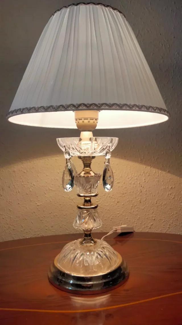 SPLENDIDA COPPIA DI LAMPADE ARANCIONE IN CRISTALLO BRONZATO