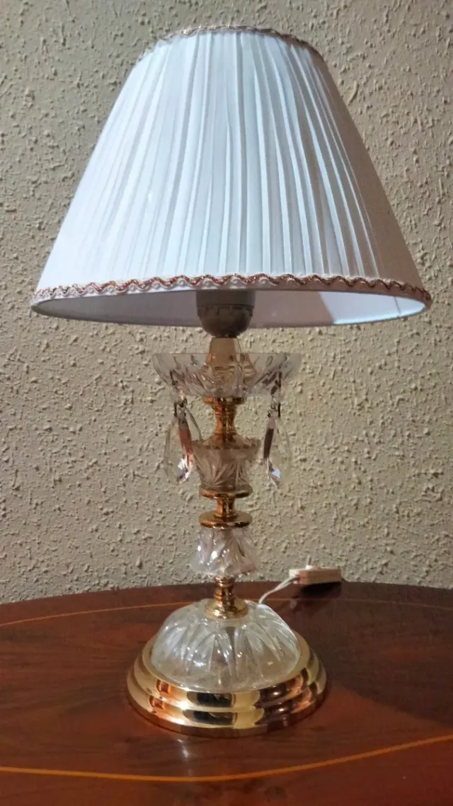 SPLENDIDA COPPIA DI LAMPADE ARANCIONE IN CRISTALLO BRONZATO