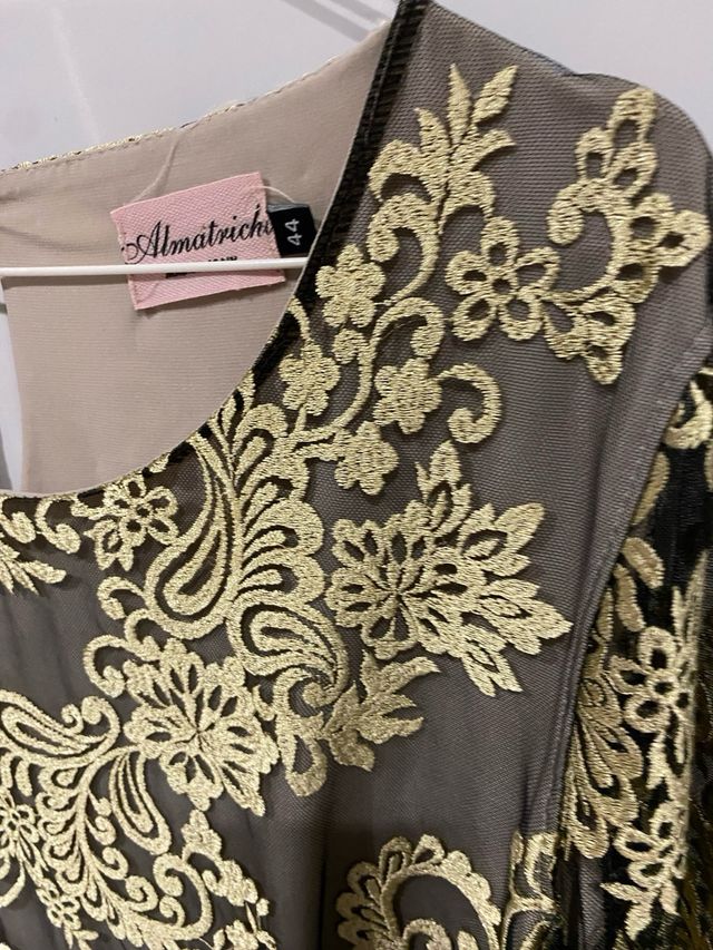 Vestido Almatrichi Beige y Dorado