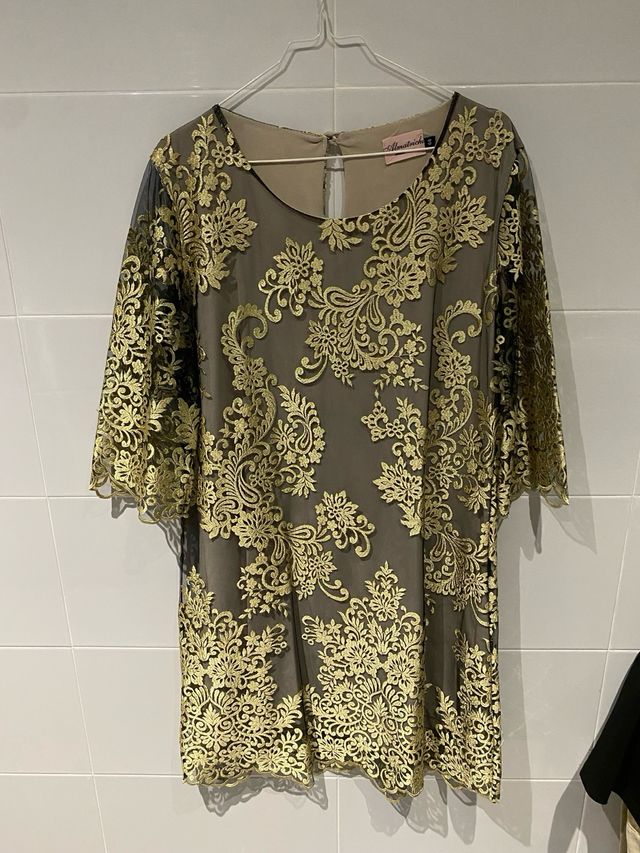 Vestido Almatrichi Beige y Dorado