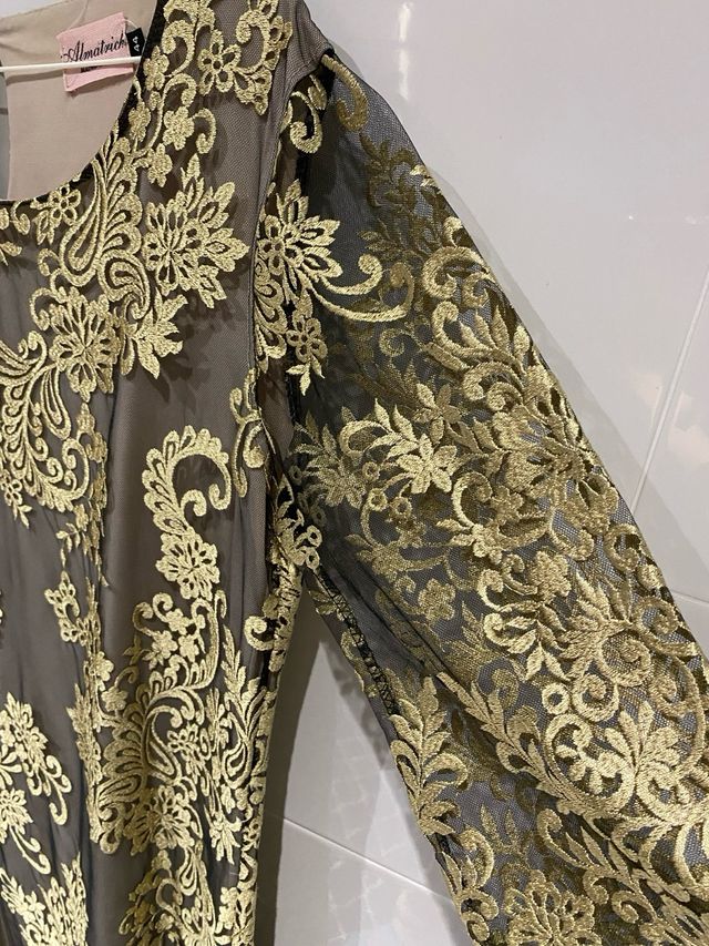 Vestido Almatrichi Beige y Dorado