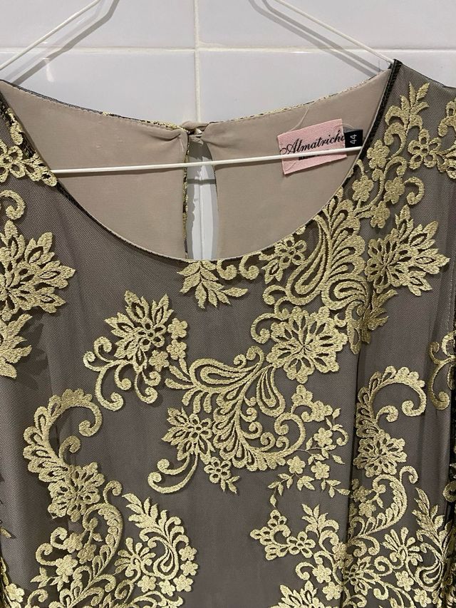 Vestido Almatrichi Beige y Dorado