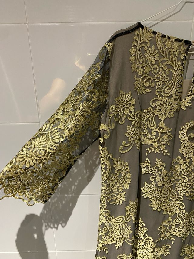 Vestido Almatrichi Beige y Dorado