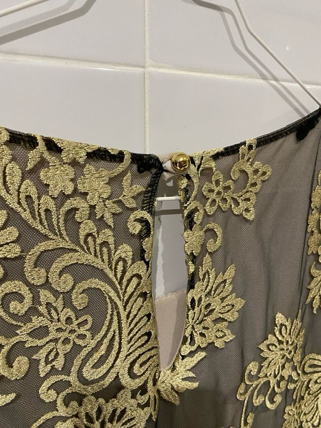 Vestido Almatrichi Beige y Dorado