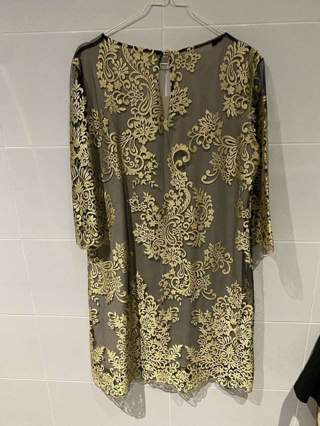 Vestido Almatrichi Beige y Dorado