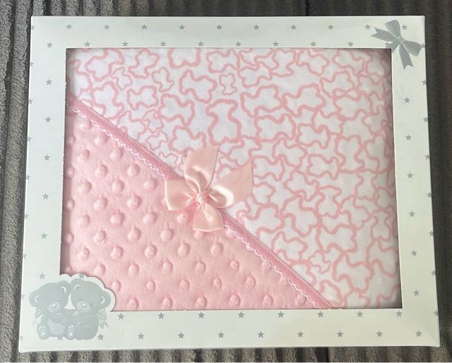 Manta osito bebé rosa y azul