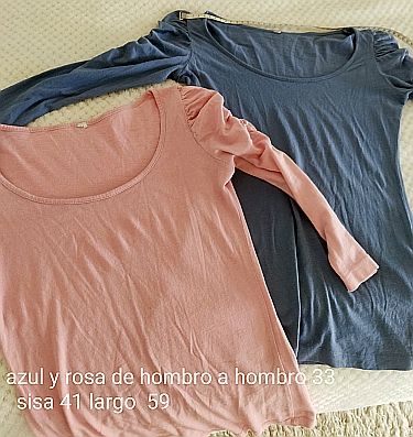 Lote 2 camisetas manga larga S (azul y rosa)