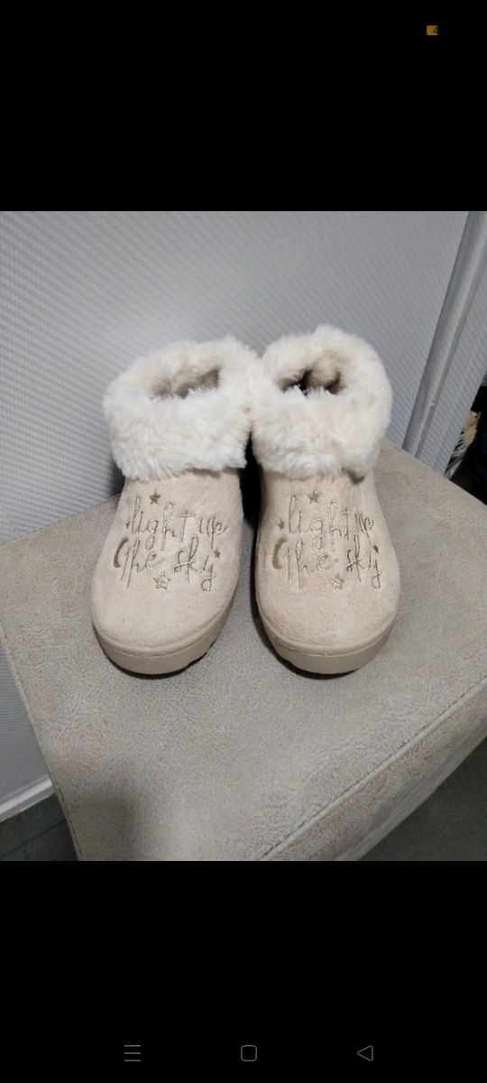 Pantuflas Tex beige/doradas Tex