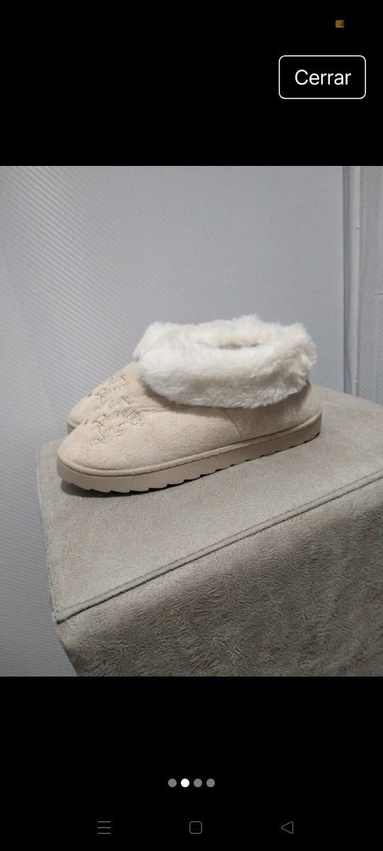 Pantuflas Tex beige/doradas Tex