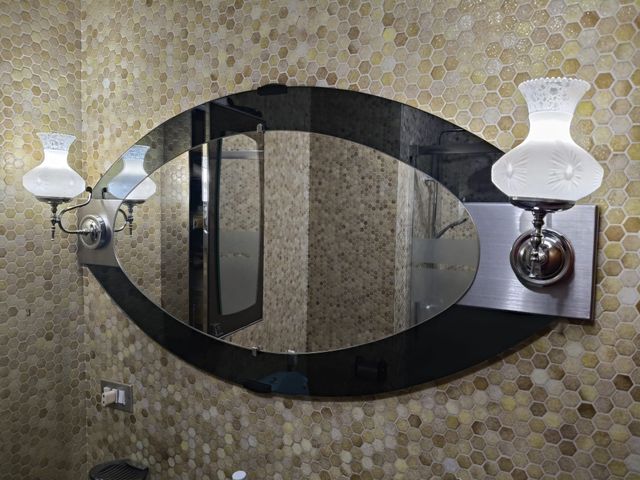 Conjunto baño vintage cristal y metal