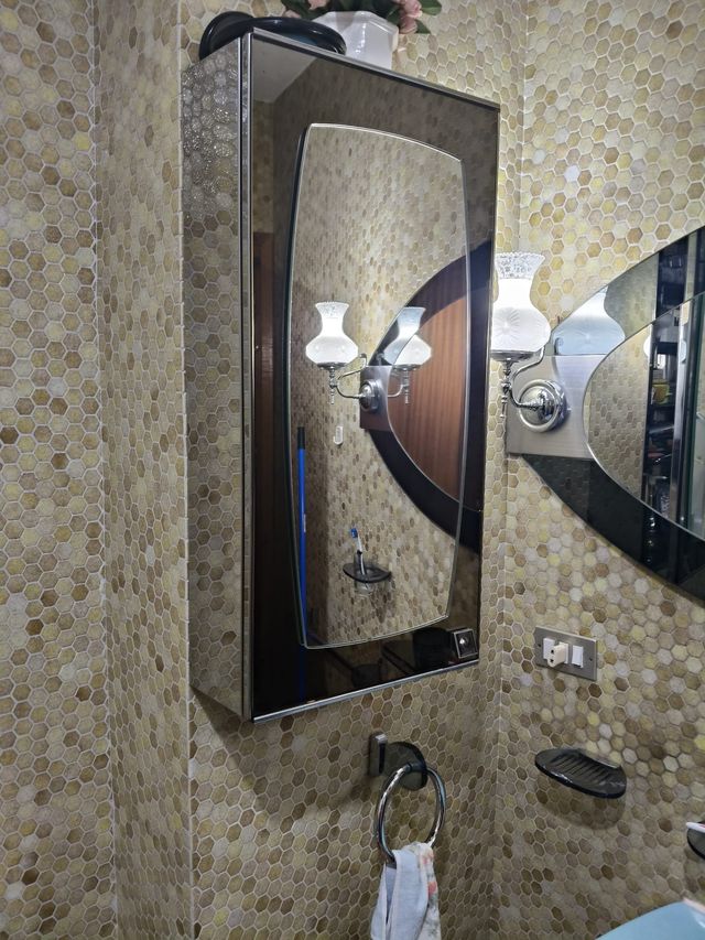 Conjunto baño vintage cristal y metal