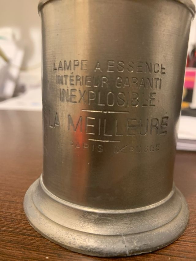 Lámpara de aceite de vidrio y metal “La Melleure”
