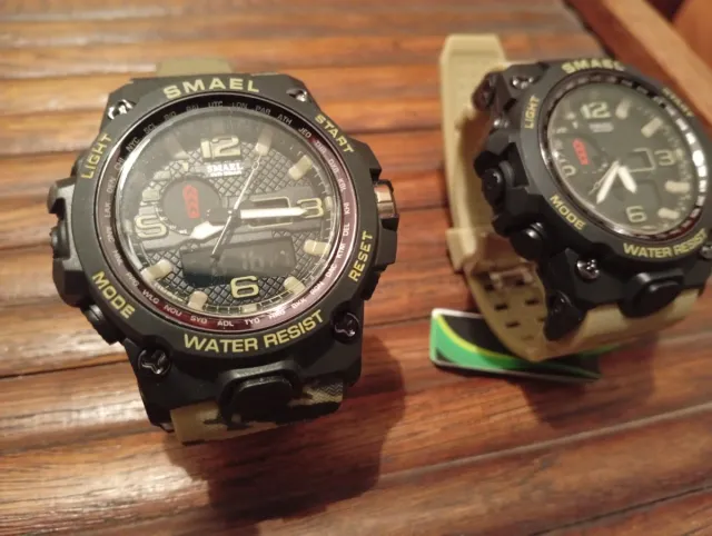 2x Relojes Deportivos SMAEL Negro Verde Militar