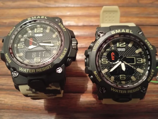 2x Relojes Deportivos SMAEL Negro Verde Militar