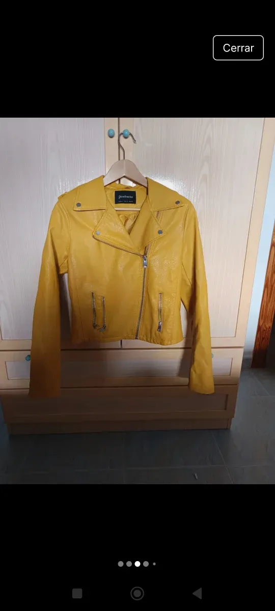 Chaqueta Biker Polipiel Amarilla Talla M