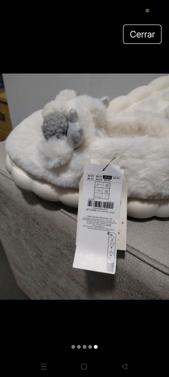 Pantuflas blancas Tex