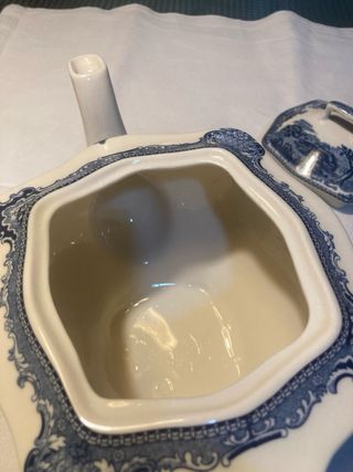 Tetera Johnson Bros Porcelana Azul y Blanca