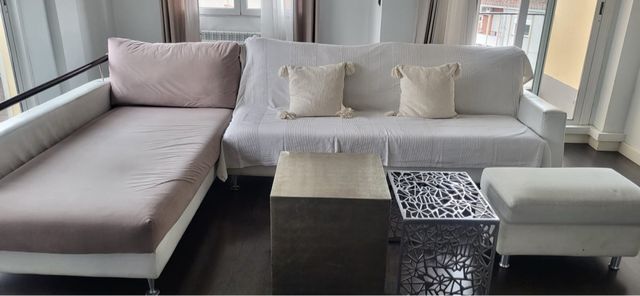 Sofá de piel chaise longue