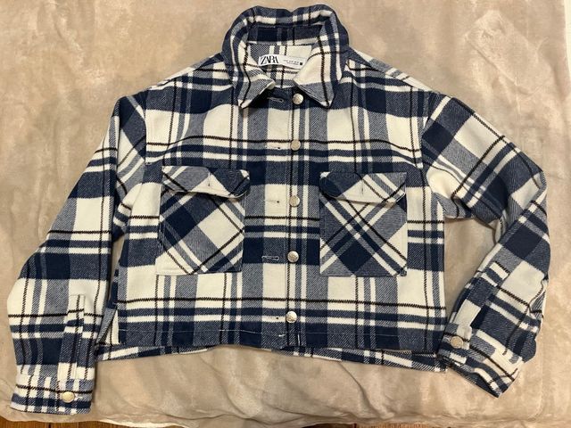 Chaqueta cuadros Zara azul y blanco
