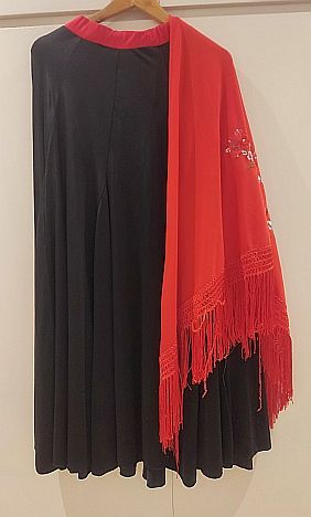 Falda flamenca y mantón bordado
