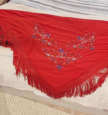 Falda flamenca y mantón bordado