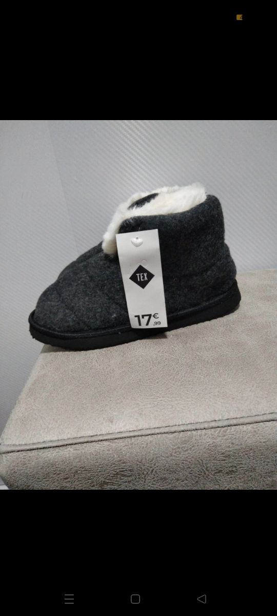 Pantuflas Tex grises con borreguito