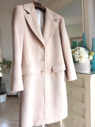 Abrigo lana y cachemira beige