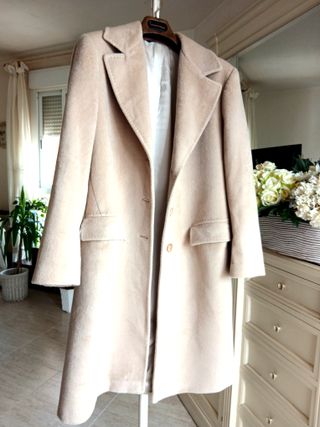 Abrigo lana y cachemira beige