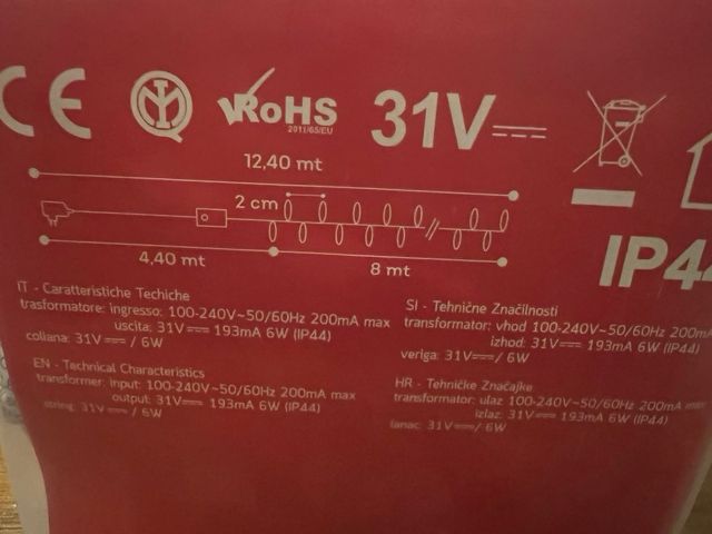 Luci LED Natale 400 led con cavo in PVC verde.
