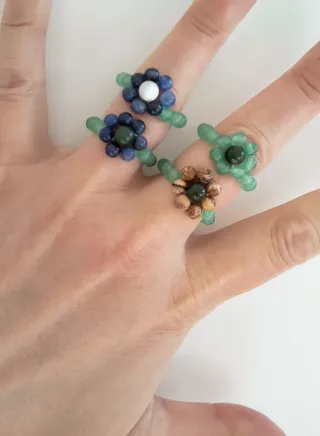 Anelli elastici pietre dure fiore
