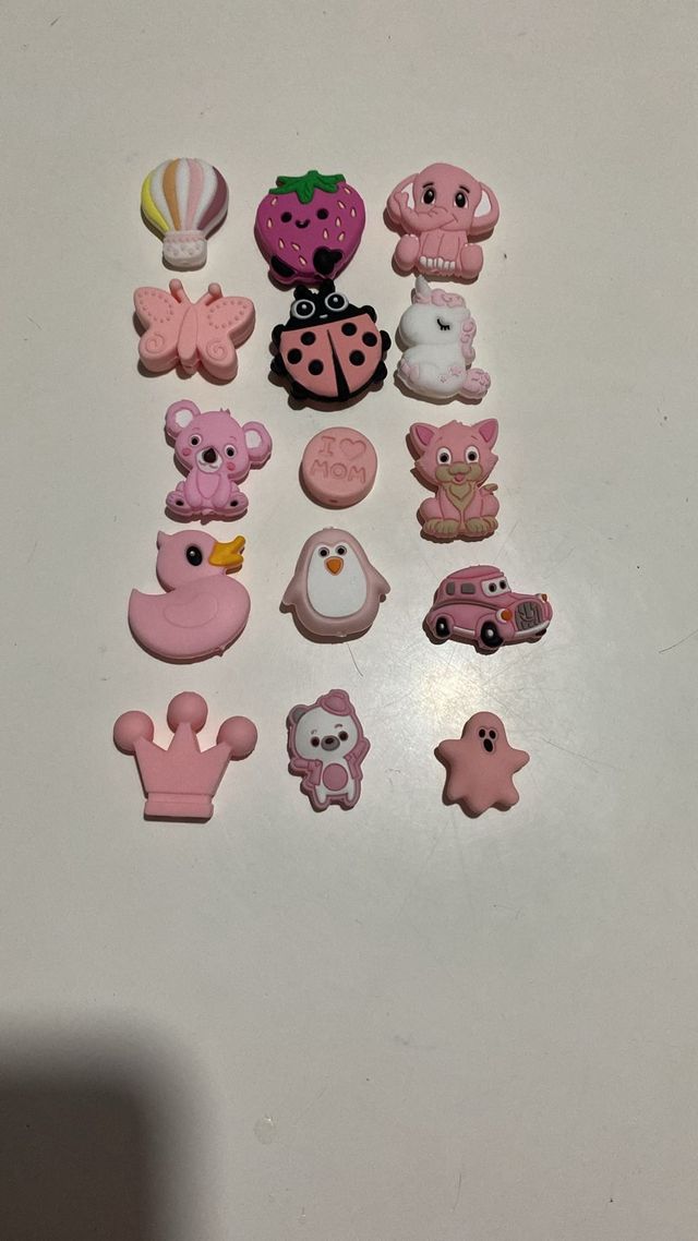 15 piezas para chupeteros rosas