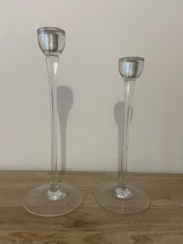 Pareja Candelabros Cristal Antiguos