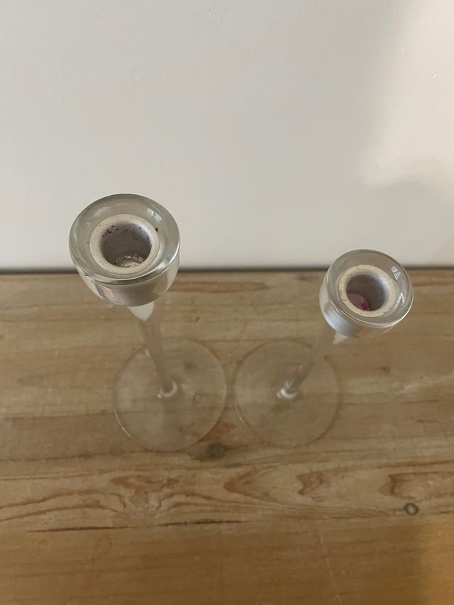 Pareja Candelabros Cristal Antiguos