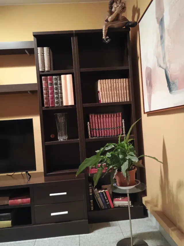 Mueble TV comedor wengue y cristal