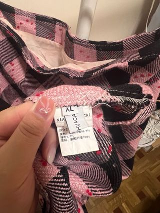 Falda larga cuadros rosa y negro