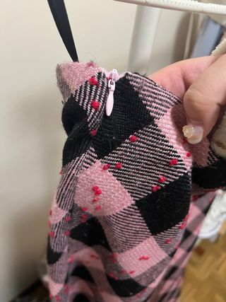 Falda larga cuadros rosa y negro