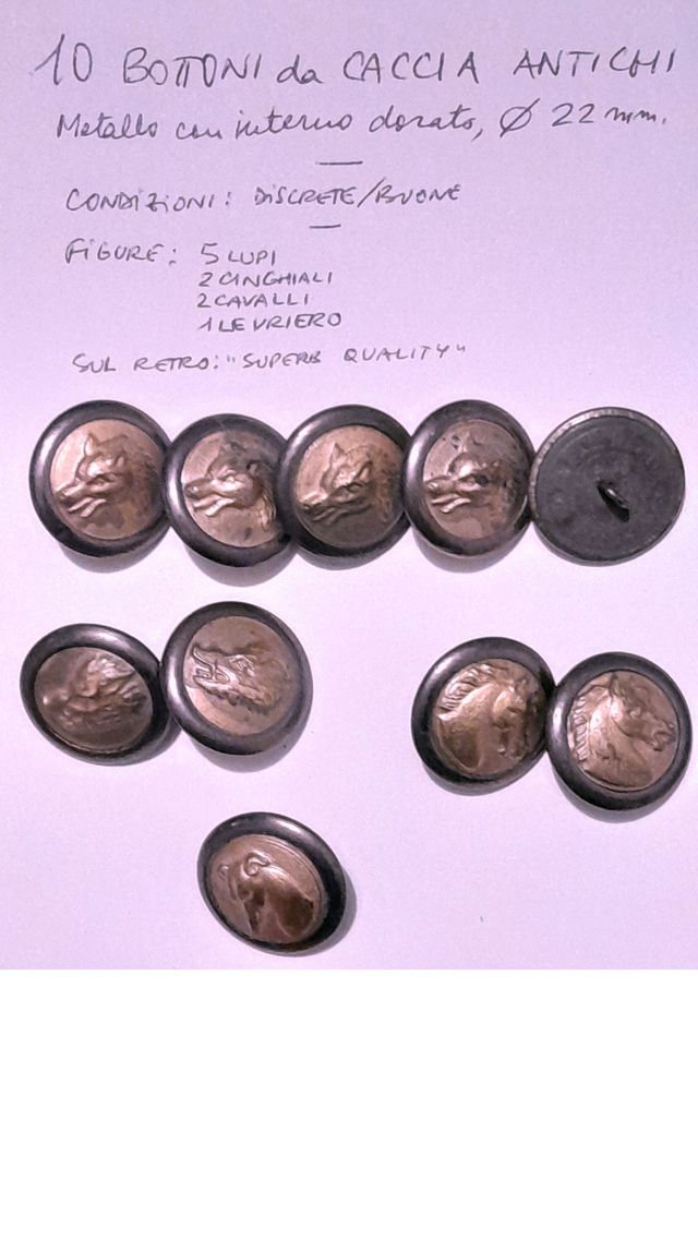Antichi bottoni caccia, set di 10