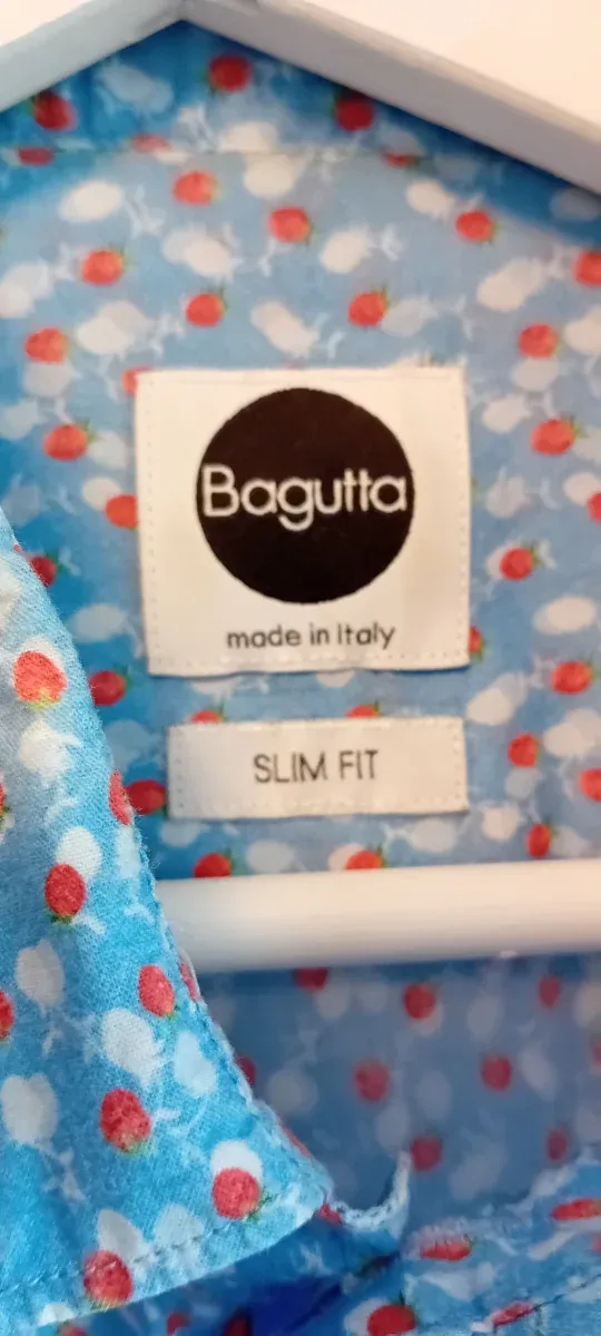 Camisa Bagutta Hombre Italia Azul Rosa